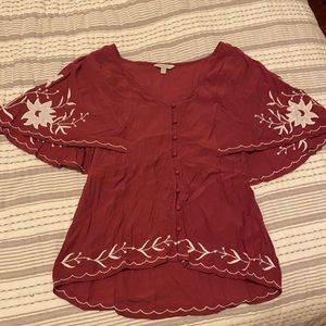 Lucky Brand butterfly sleeve top sz M